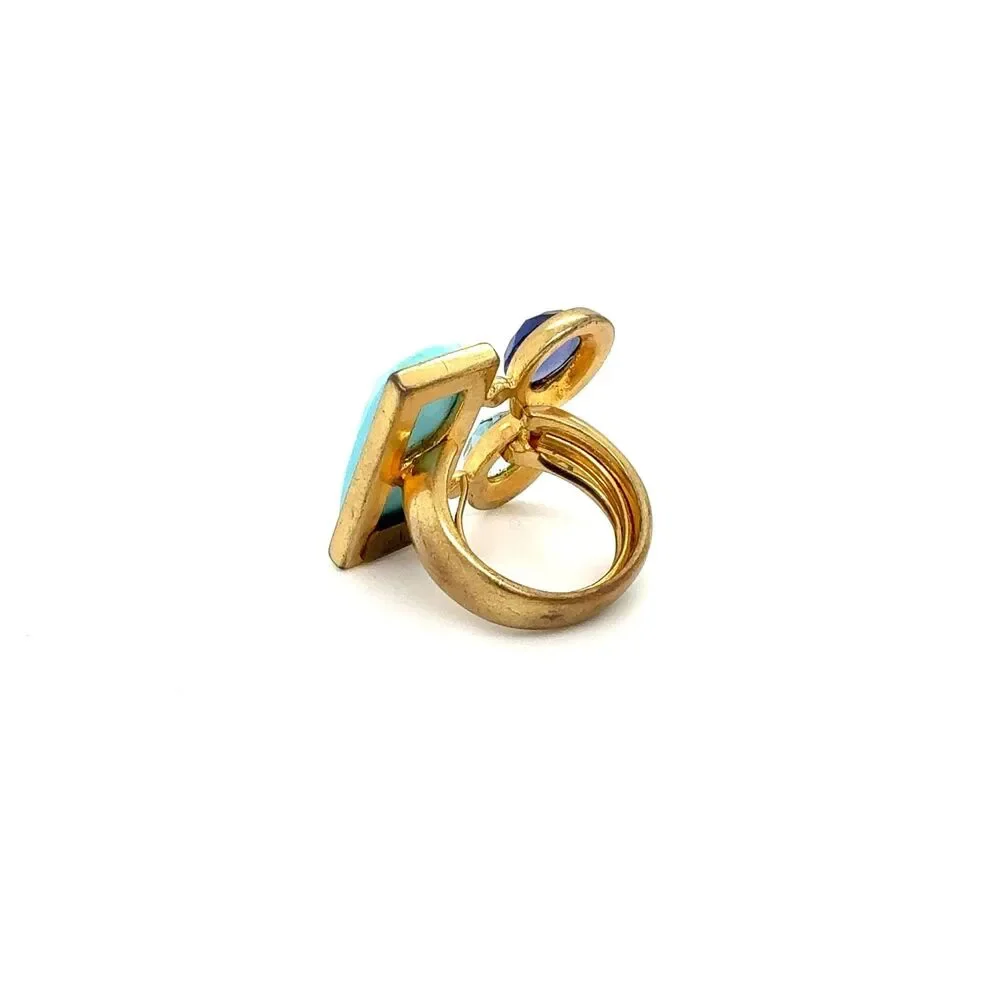 KARA by KARA ROSS Gold Tone Multi-Gem Statement Cocktail Ring | Blue Gemstone